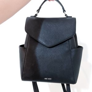 Black Nine West Leather Mini Backpack /Purse